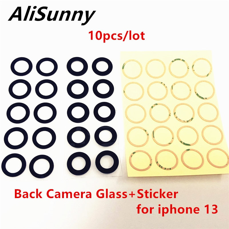 Cristal trasero de Cámaras+Adhesivo para Varios Modelos de iPhone Pack de 10pcs