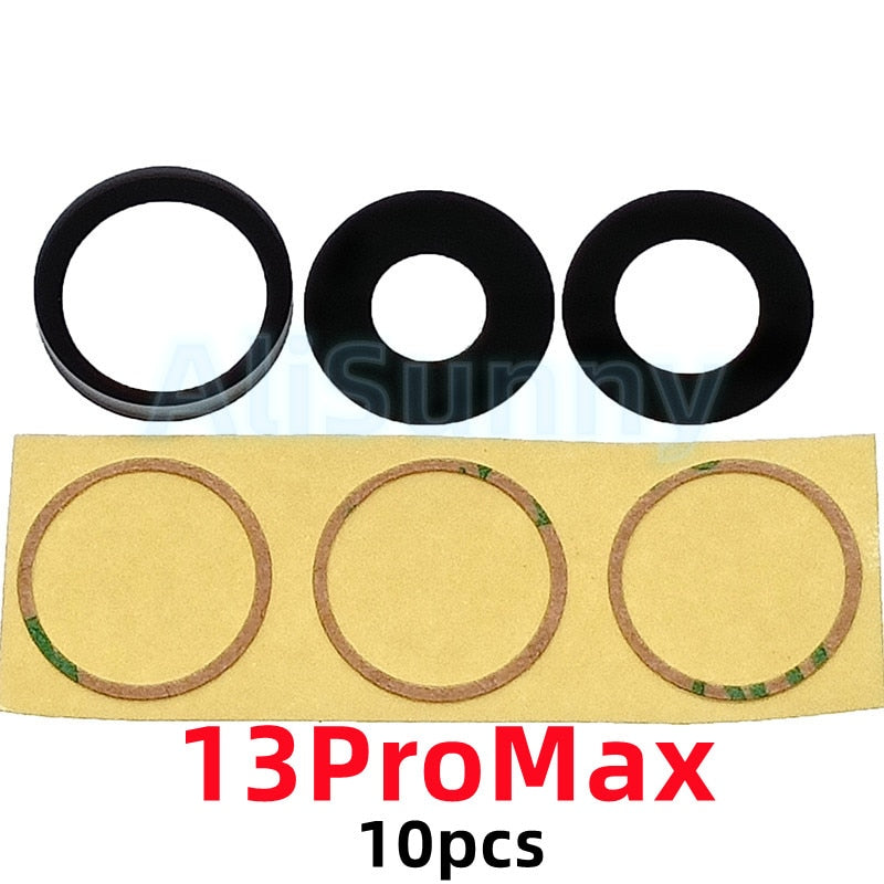 Cristal trasero de Cámaras+Adhesivo para Varios Modelos de iPhone Pack de 10pcs