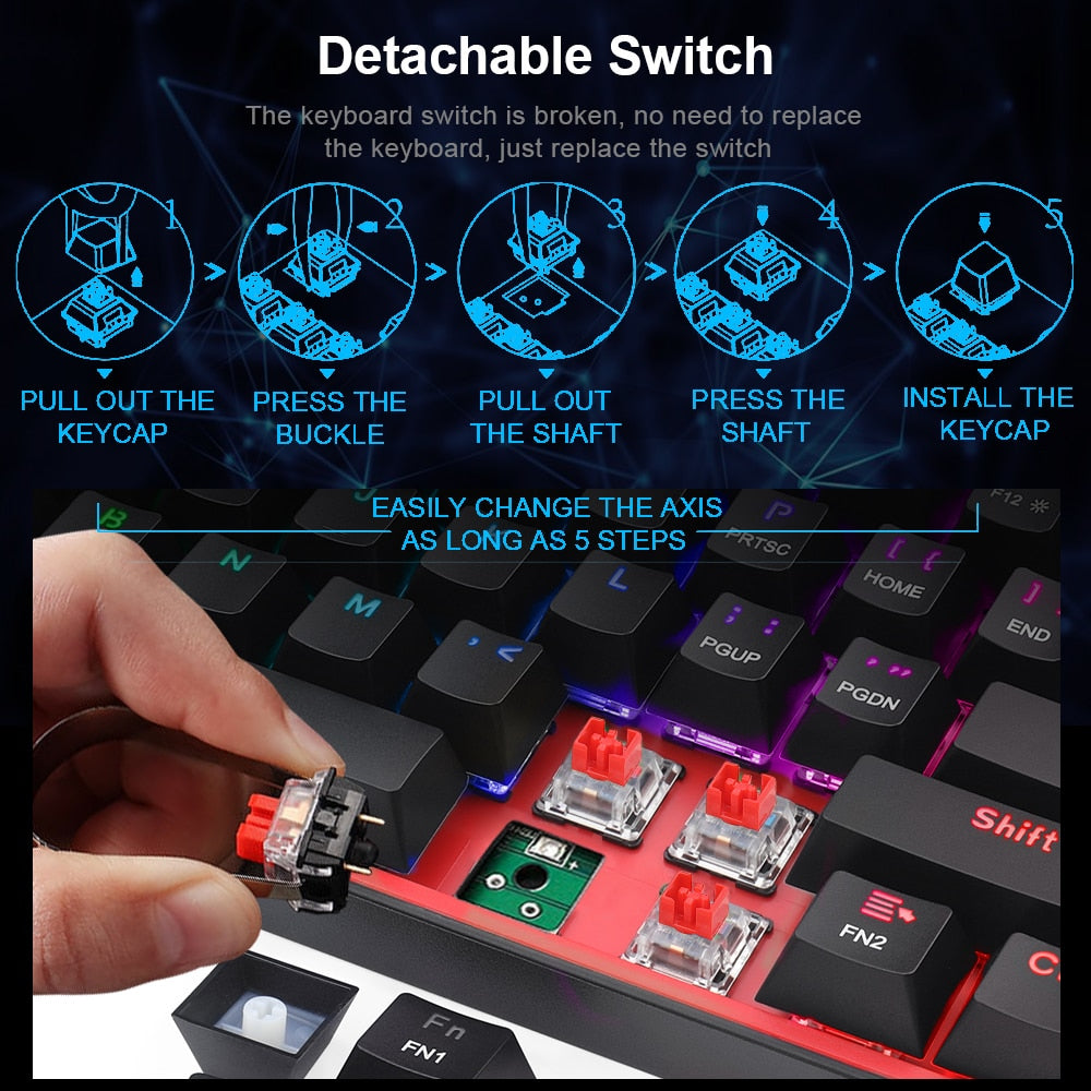 Teclado Mecánico 61% REDRAGON Fizz K617 RGB Gaming con Switches Rojos