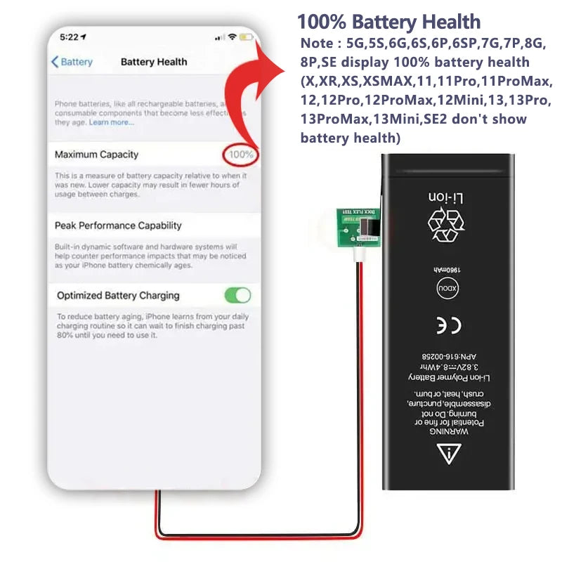Baterías Compatibles para iPhone ALTA CALIDAD con accesorios (modelos actuales)