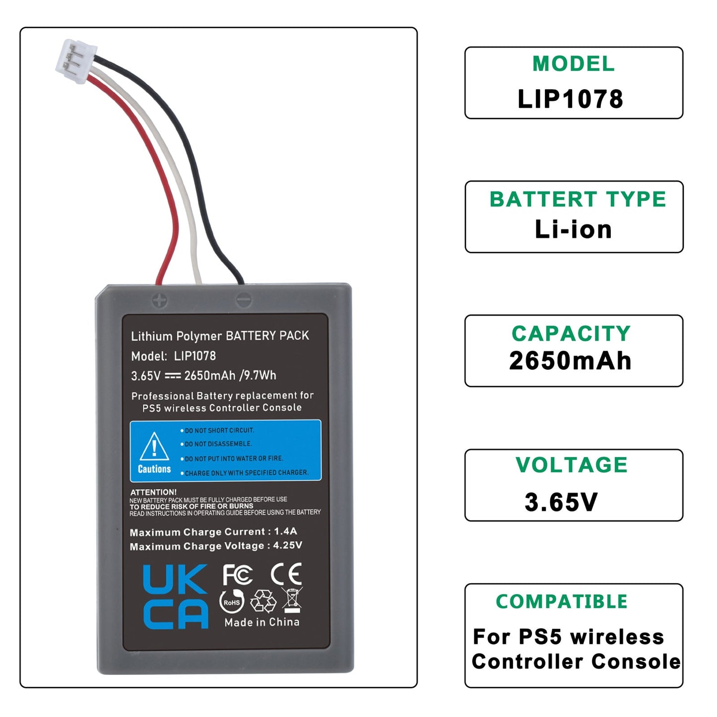 Batería para Mando PS5 Dualsense CFI-ZCT1W CFI-ZCT1J (Compatible)
