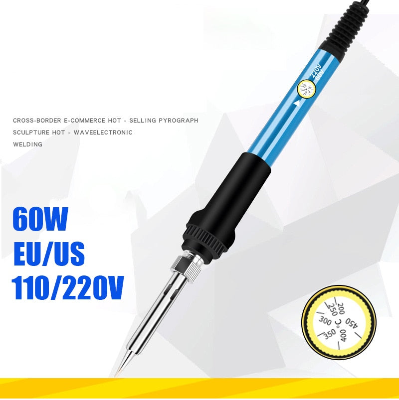 Soldador de estaño de 60W 220V/110V EU/US con Temperatura Ajustable y Accesorios
