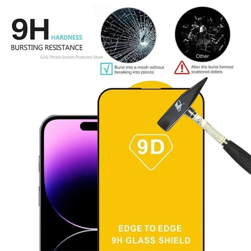 Cristal Templado 9H Completo+Protector de Lente 6 en 1 iPhone 15,14,13,12,11,X