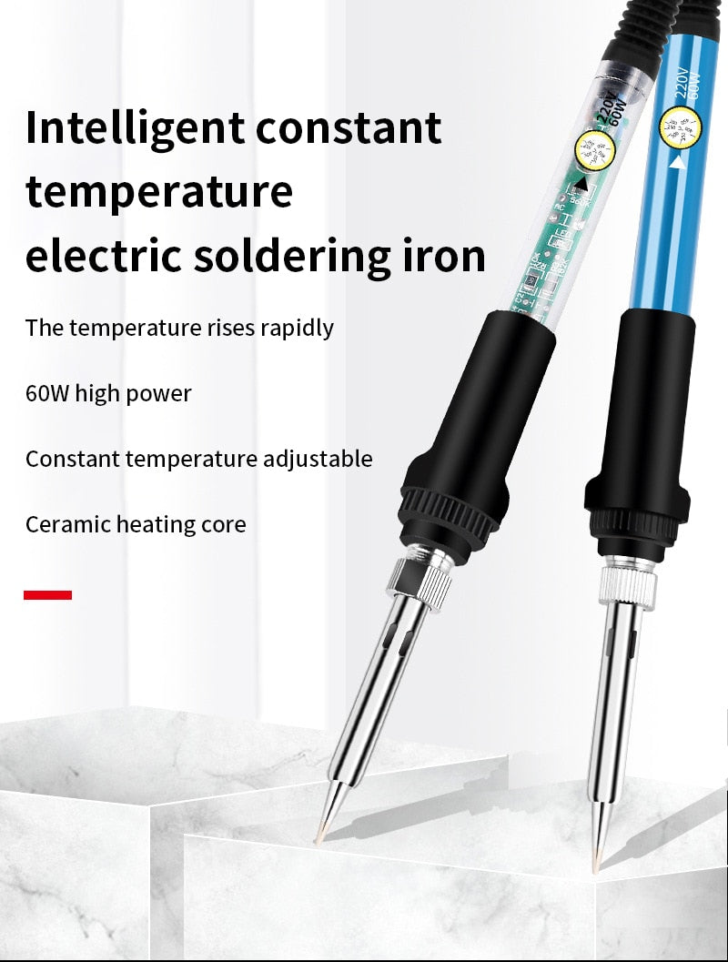 Soldador de estaño de 60W 220V/110V EU/US con Temperatura Ajustable y Accesorios
