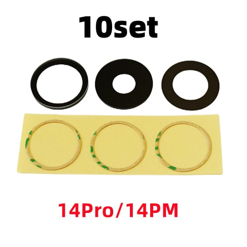 Cristal trasero de Cámaras+Adhesivo para Varios Modelos de iPhone Pack de 10pcs