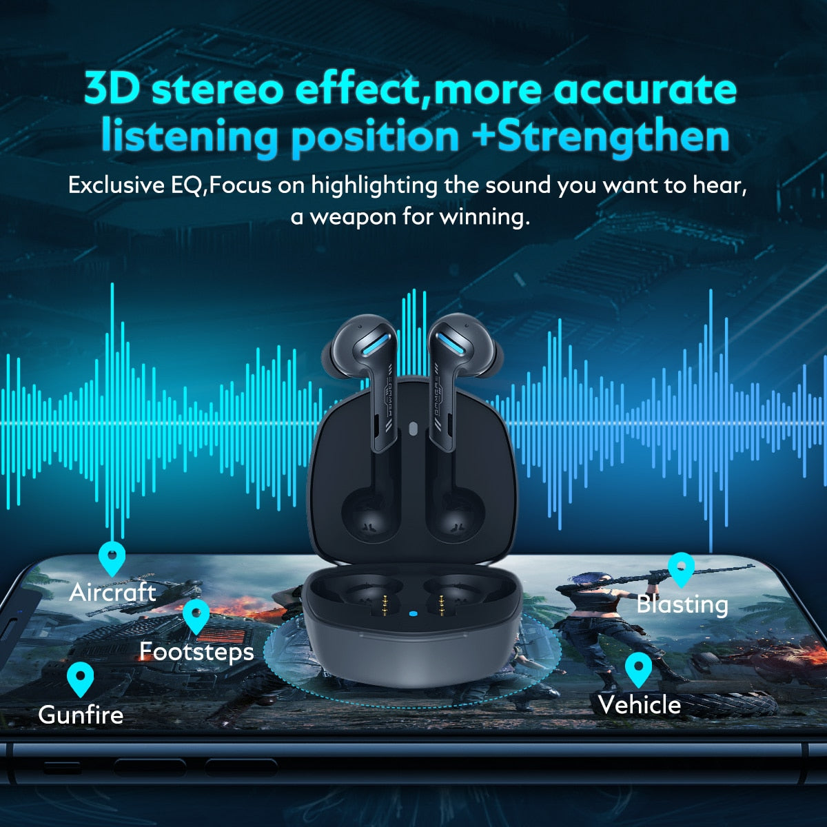 Auriculares QCY G1 inalámbricos bluetooth Baja Latencia, Modo Gaming, Alta Fidelidad