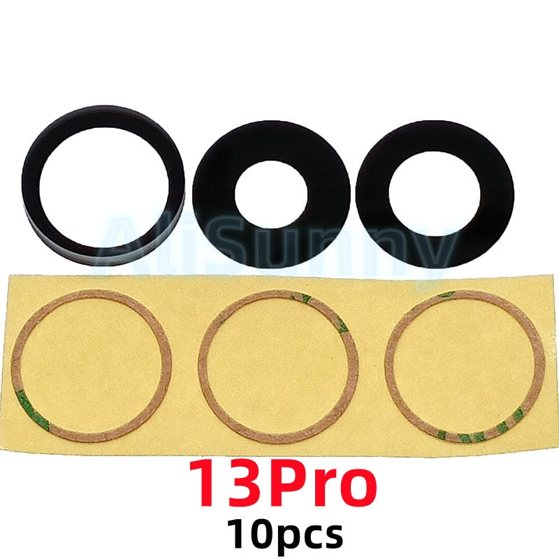 Cristal trasero de Cámaras+Adhesivo para Varios Modelos de iPhone Pack de 10pcs