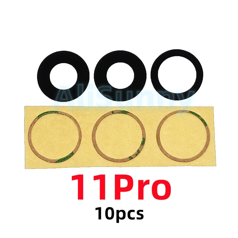 Cristal trasero de Cámaras+Adhesivo para Varios Modelos de iPhone Pack de 10pcs