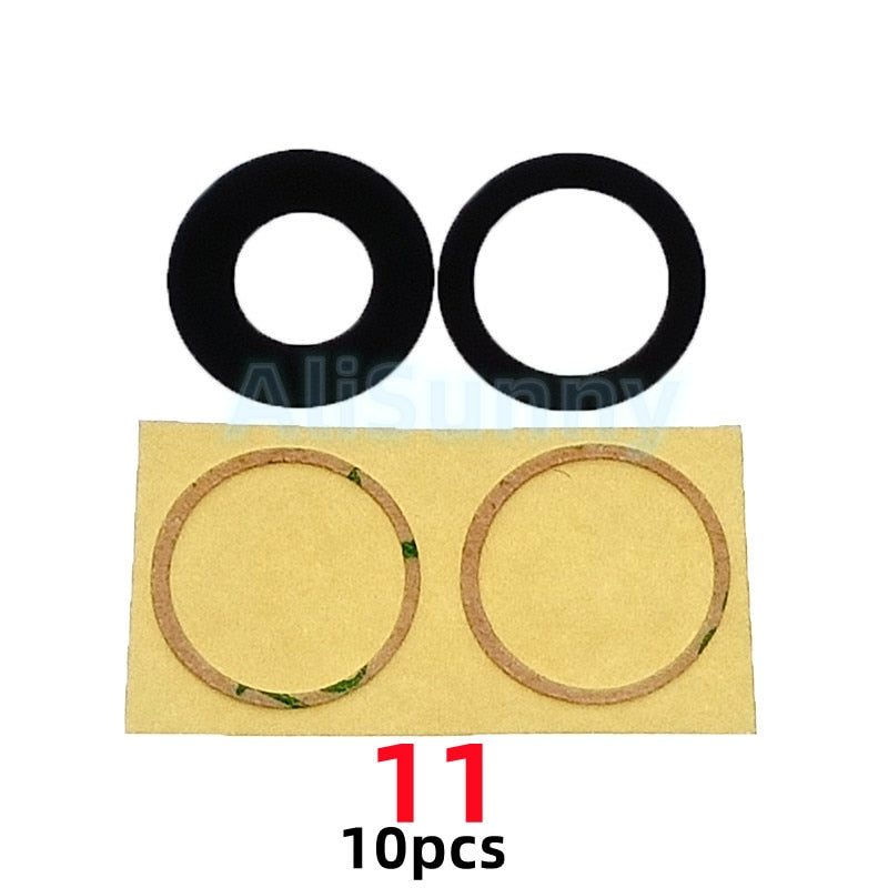 Cristal trasero de Cámaras+Adhesivo para Varios Modelos de iPhone Pack de 10pcs