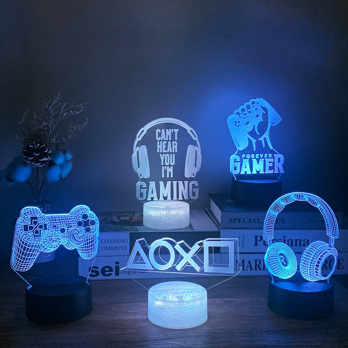 Lampara Gaming de Escritorio 3D LED RGB con estilo PLAYSTATION PC