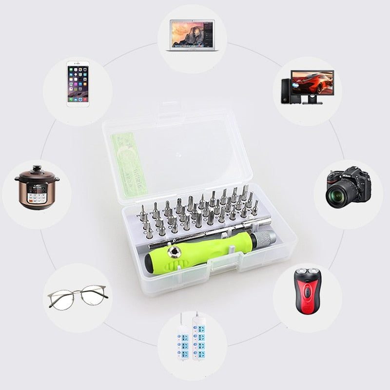 Kit de destornillador con puntas intercambiables 32 In 1 para(Mandos,Consolas,Teléfonos,ordenadores)